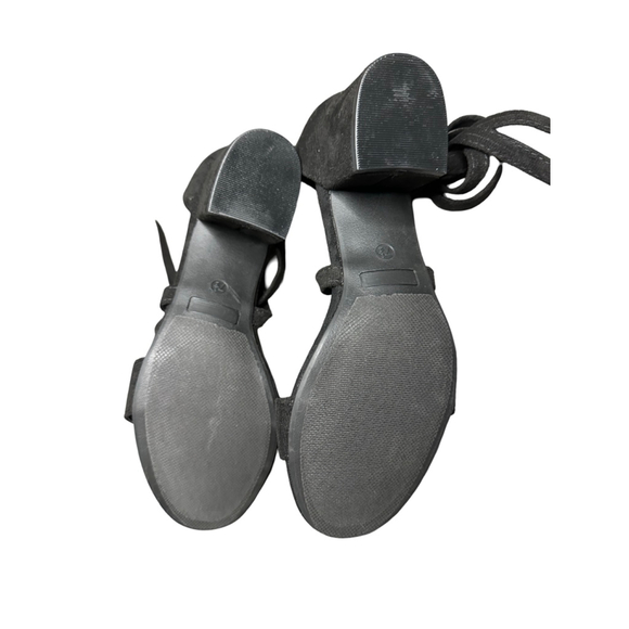 Women's TruFox Black Ankle Tie Block Heel Sandals Size 7.5 - Picture 9 of 9